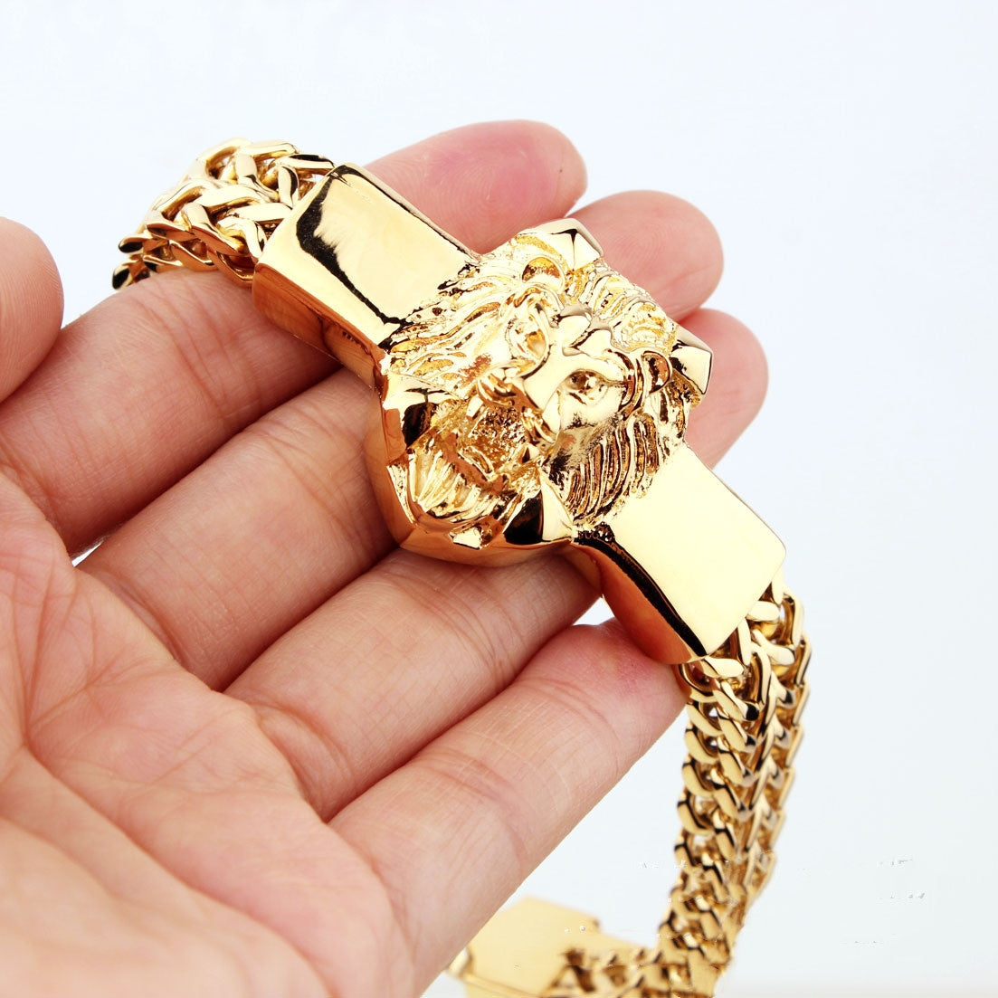 Stainless Steel Titanium Twist Lion Head Bracelet