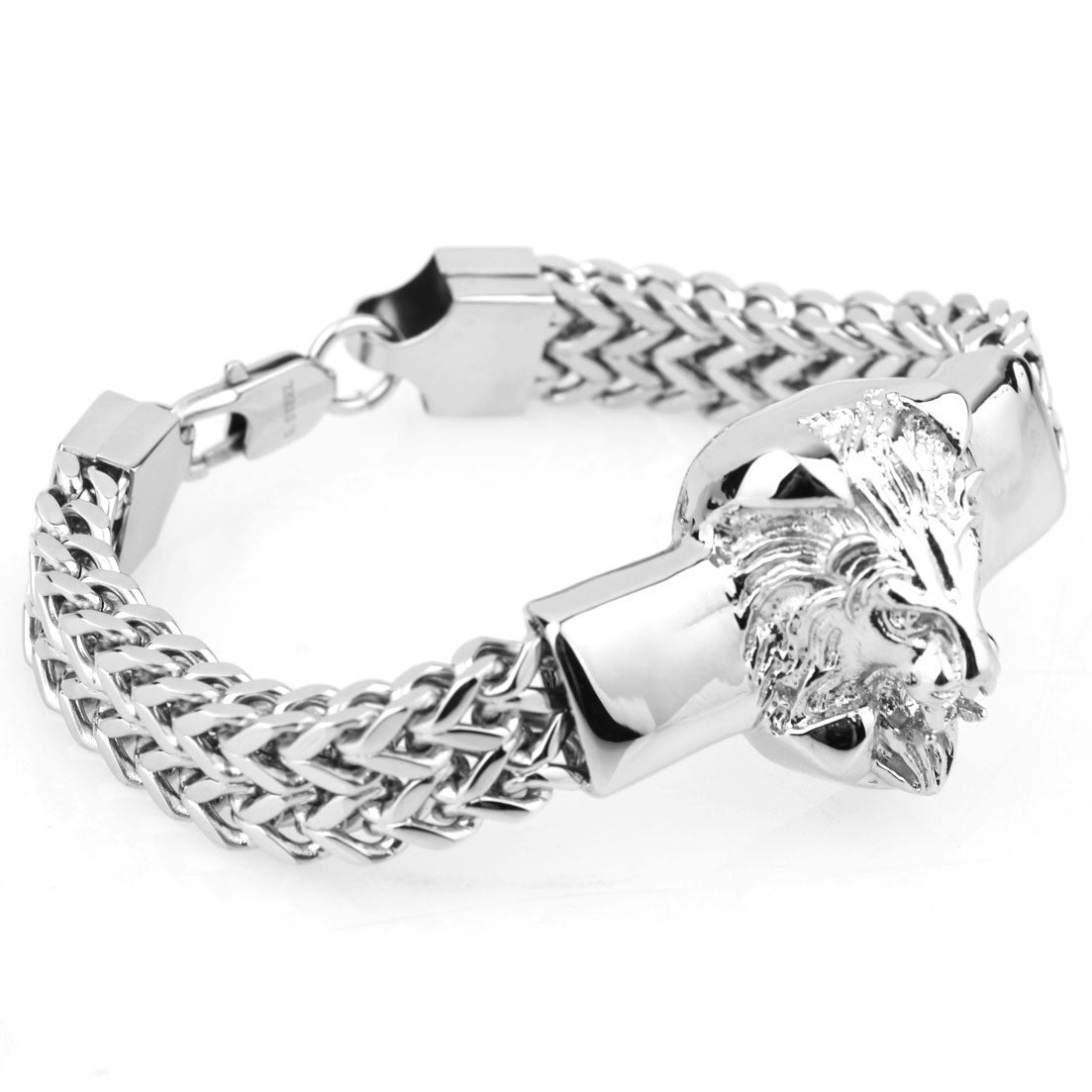 Stainless Steel Titanium Twist Lion Head Bracelet