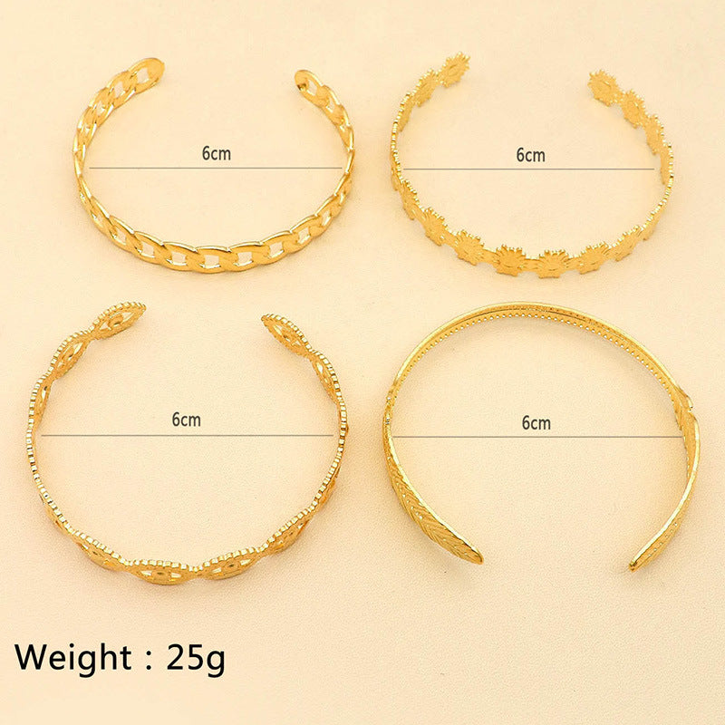 Flower Chain Leaf Eye Bracelet Set